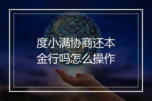 度小满协商还本金行吗怎么操作