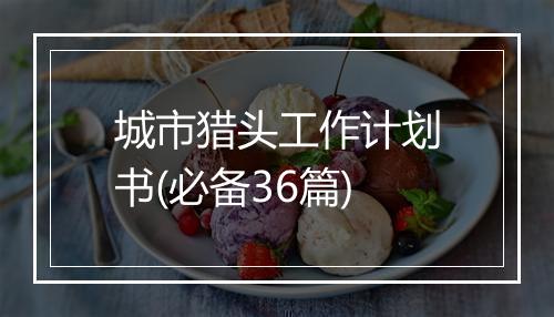 城市猎头工作计划书(必备36篇)