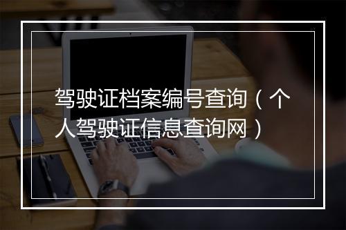 驾驶证档案编号查询（个人驾驶证信息查询网）