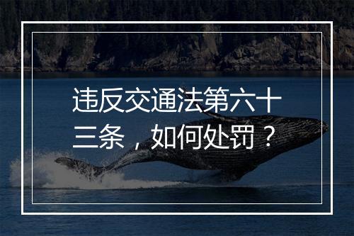 违反交通法第六十三条，如何处罚？