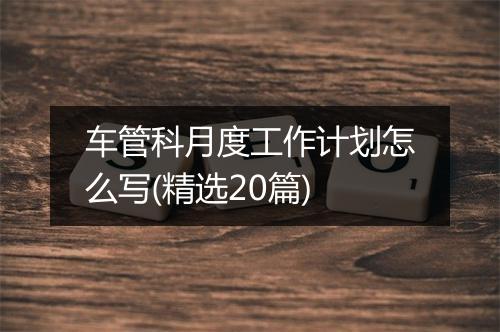 车管科月度工作计划怎么写(精选20篇)