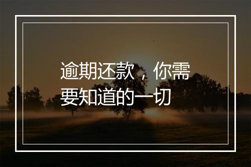 逾期还款，你需要知道的一切