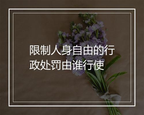 限制人身自由的行政处罚由谁行使