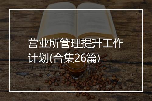 营业所管理提升工作计划(合集26篇)