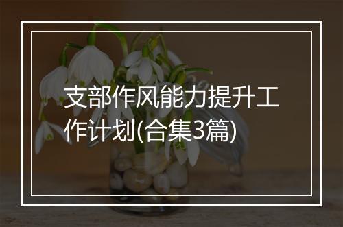 支部作风能力提升工作计划(合集3篇)