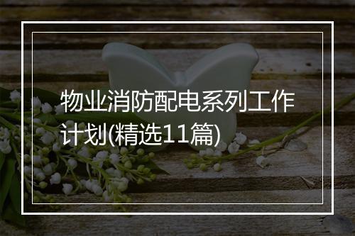 物业消防配电系列工作计划(精选11篇)