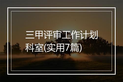 三甲评审工作计划科室(实用7篇)