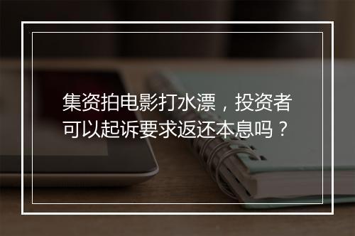 集资拍电影打水漂，投资者可以起诉要求返还本息吗？