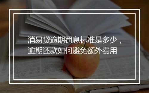 消易贷逾期罚息标准是多少，逾期还款如何避免额外费用