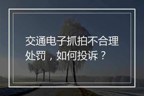 交通电子抓拍不合理处罚，如何投诉？