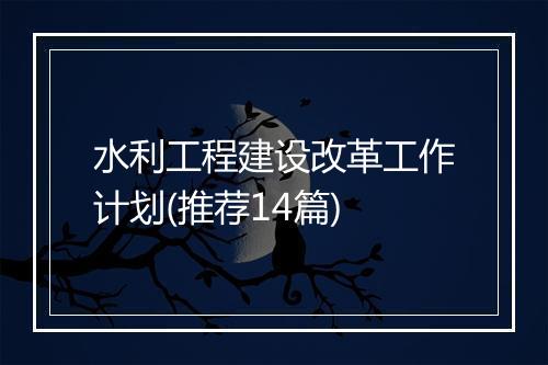 水利工程建设改革工作计划(推荐14篇)