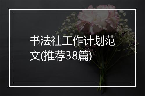 书法社工作计划范文(推荐38篇)