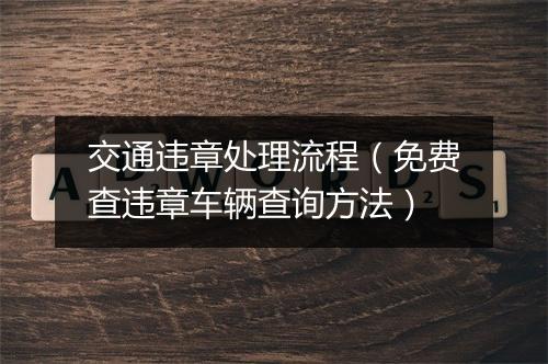 交通违章处理流程（免费查违章车辆查询方法）