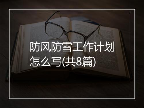 防风防雪工作计划怎么写(共8篇)
