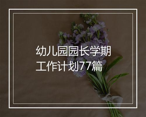 幼儿园园长学期工作计划77篇