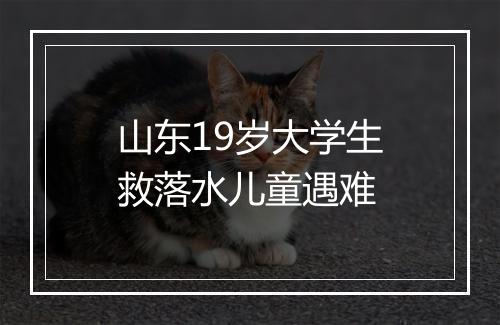 山东19岁大学生救落水儿童遇难