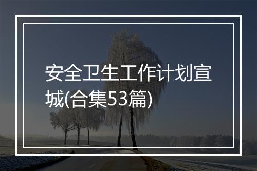 安全卫生工作计划宣城(合集53篇)