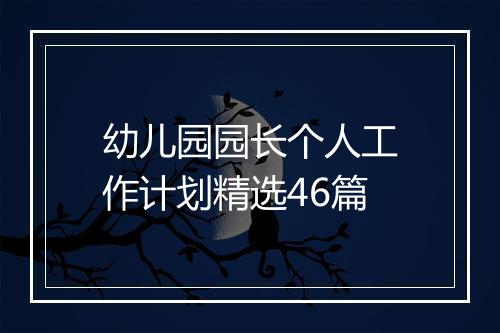 幼儿园园长个人工作计划精选46篇