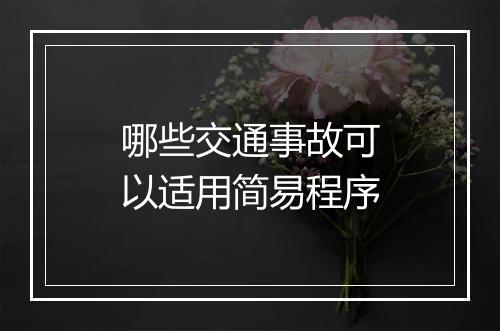 哪些交通事故可以适用简易程序