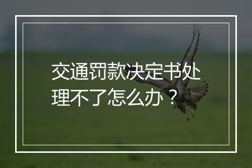 交通罚款决定书处理不了怎么办？