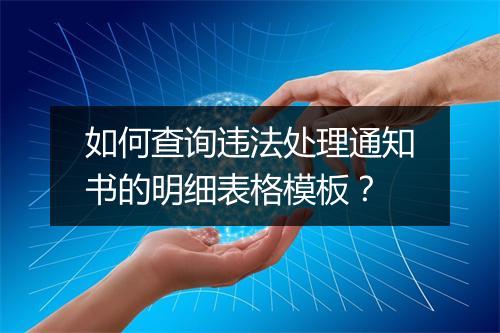 如何查询违法处理通知书的明细表格模板？