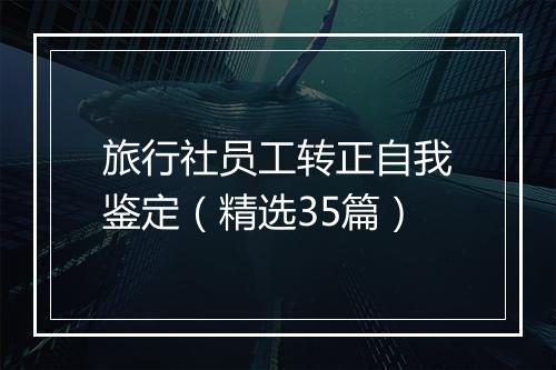 旅行社员工转正自我鉴定（精选35篇）