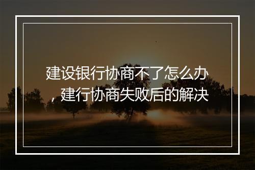 建设银行协商不了怎么办，建行协商失败后的解决