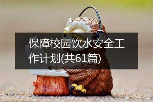 保障校园饮水安全工作计划(共61篇)