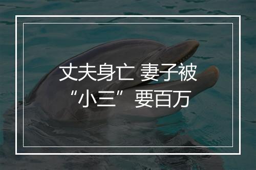 丈夫身亡 妻子被“小三”要百万