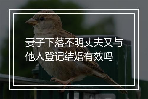 妻子下落不明丈夫又与他人登记结婚有效吗