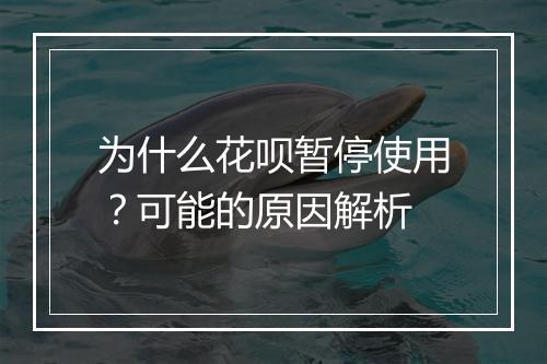 为什么花呗暂停使用？可能的原因解析