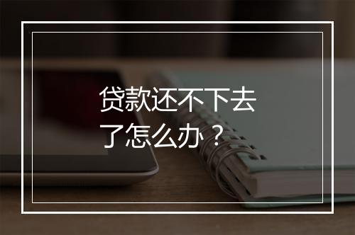 贷款还不下去了怎么办？