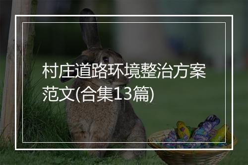 村庄道路环境整治方案范文(合集13篇)