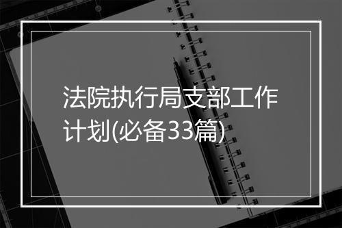 法院执行局支部工作计划(必备33篇)