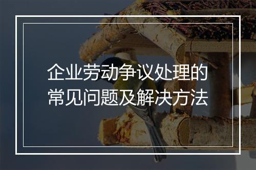 企业劳动争议处理的常见问题及解决方法
