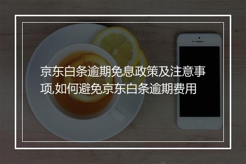 京东白条逾期免息政策及注意事项,如何避免京东白条逾期费用