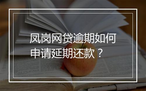 凤岗网贷逾期如何申请延期还款？