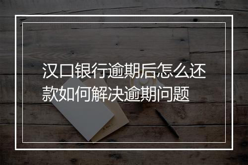 汉口银行逾期后怎么还款如何解决逾期问题