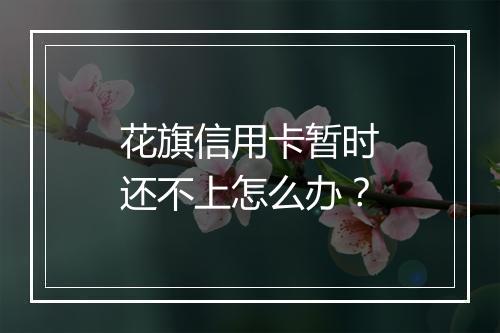 花旗信用卡暂时还不上怎么办？