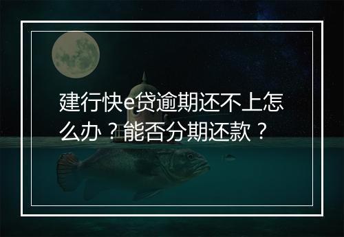 建行快e贷逾期还不上怎么办？能否分期还款？