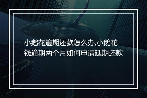 小鹅花逾期还款怎么办,小鹅花钱逾期两个月如何申请延期还款