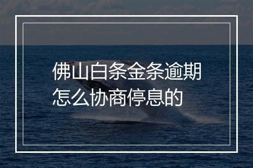 佛山白条金条逾期怎么协商停息的