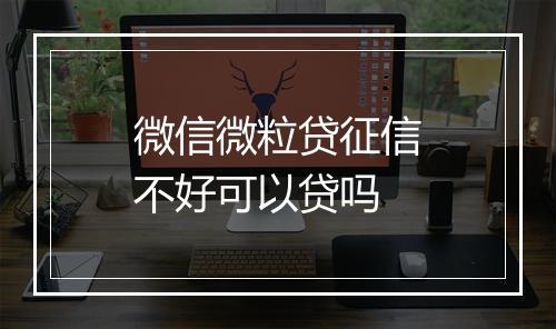 微信微粒贷征信不好可以贷吗