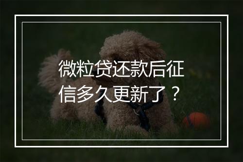 微粒贷还款后征信多久更新了？