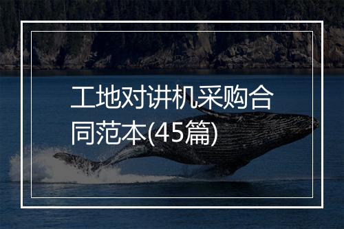 工地对讲机采购合同范本(45篇)