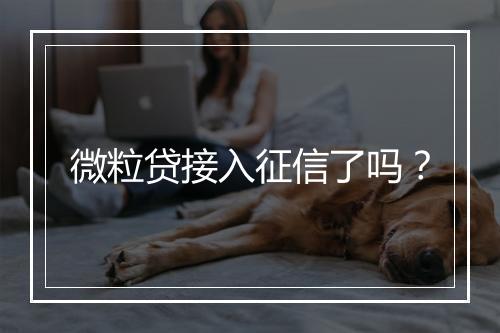 微粒贷接入征信了吗？