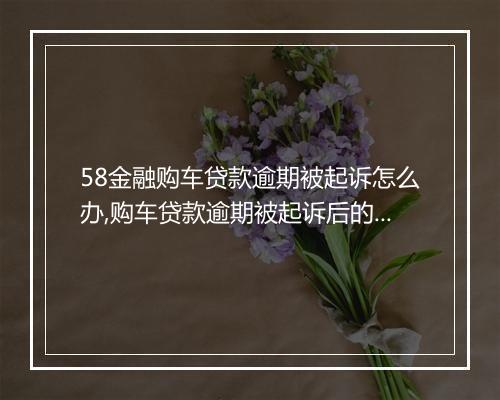 58金融购车贷款逾期被起诉怎么办,购车贷款逾期被起诉后的处理