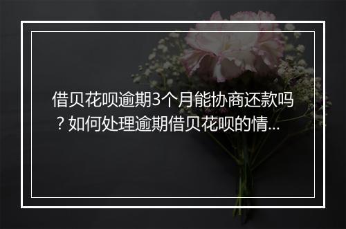 借贝花呗逾期3个月能协商还款吗？如何处理逾期借贝花呗的情况