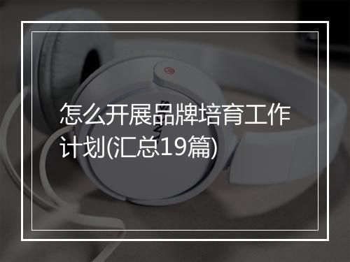 怎么开展品牌培育工作计划(汇总19篇)