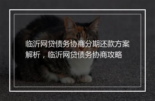 临沂网贷债务协商分期还款方案解析，临沂网贷债务协商攻略